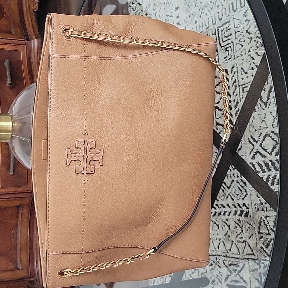 Tory Burch tan leather tote.